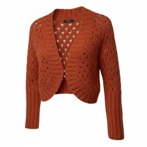 Mixit Rust Color Cropped Knit Cardigan Sweater
